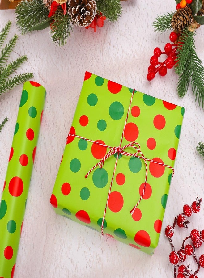Whaline Christmas Wrapping Paper - Mini Roll - 17 In x 32.8 Ft Red Green Polka Dots Gift Wrap Paper for DIY Crafts Xmas Winter Holiday Birthday Party Decor - Image 5